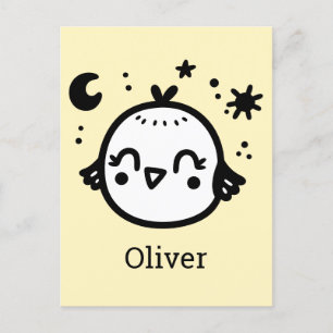 Cheerful Chick - Kawaii Bird Line Art" Postcard