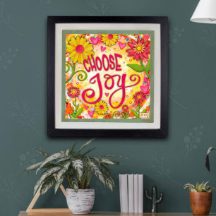 Cheerful Choose Joy Inspirivity Yellow Poster