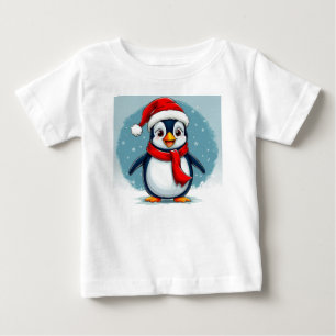 Cheerful christmas cartoon penguin baby T-Shirt