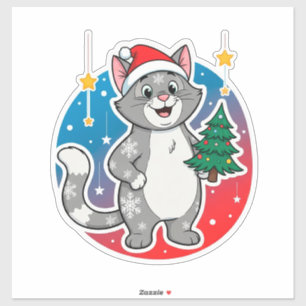Cheerful Christmas Cat Winter Holiday Theme