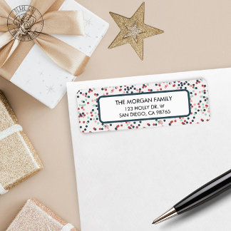 Cheerful Christmas Confetti Return Address