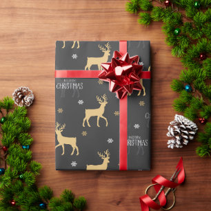 Cheerful Christmas deer wrapping paper