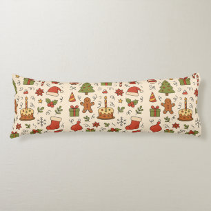 Cheerful Christmas Doodle Pattern Body Cushion