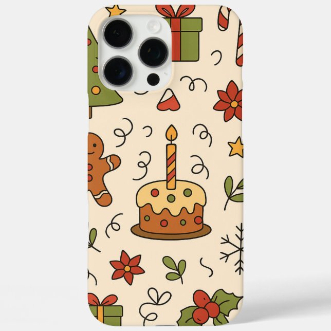 Cheerful Christmas Doodle Pattern Case-Mate iPhone Case (Back)