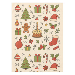 Cheerful Christmas Doodle Pattern Tablecloth