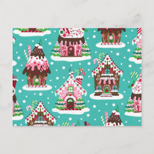 Cheerful Christmas gingerbread house Holiday Postcard