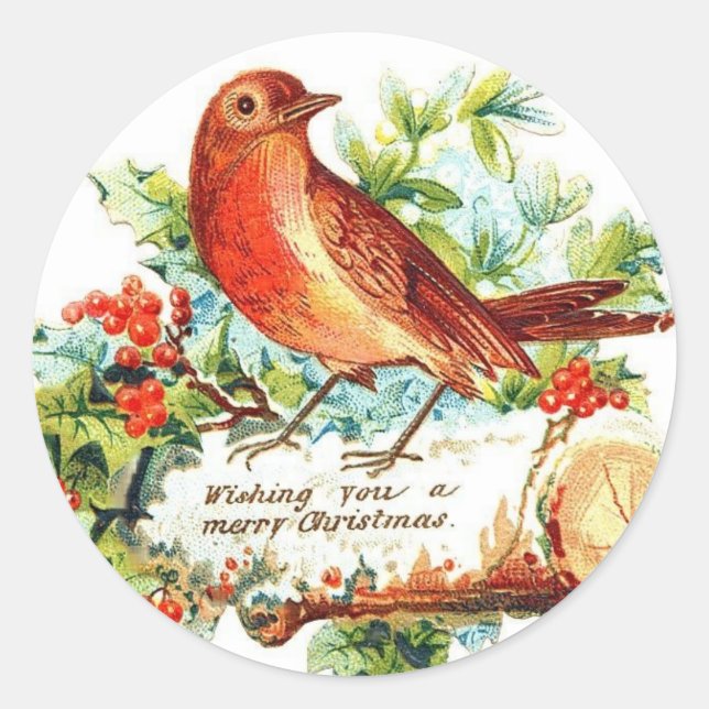 Cheerful Christmas Greetings Classic Round Sticker (Front)