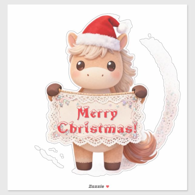 Cheerful Christmas Horse with banner (Sheet)
