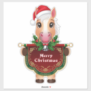Cheerful Christmas Horse with banner