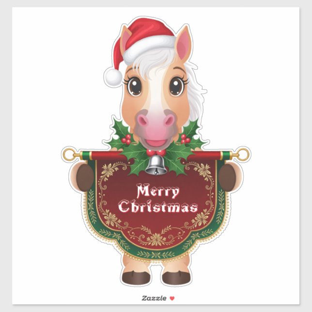 Cheerful Christmas Horse with banner (Sheet)