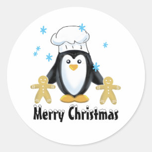 Cheerful Christmas penguin Holiday sticker