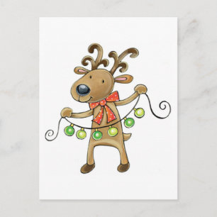 Cheerful Christmas reindeer Holiday Postcard
