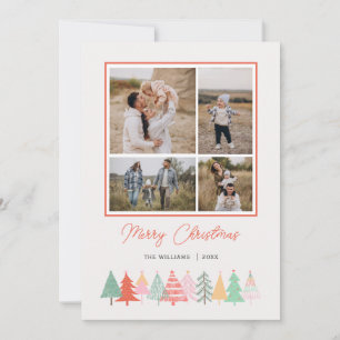 Cheerful Christmas Trees Cosy 4 Photo   Holiday Card