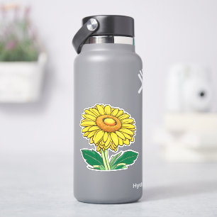 Cheerful Classic Bright Yellow Sunflower Contour