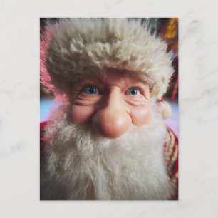 Cheerful Close-Up Christmas Santa Holiday Postcard