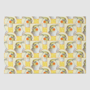 Cheerful Cockatiel Happy Yellow Bird Pattern Fun Tissue Paper