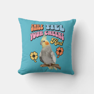 Cheerful Cockatiel Parrot  Cushion