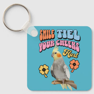 Cheerful Cockatiel Parrot  Key Ring