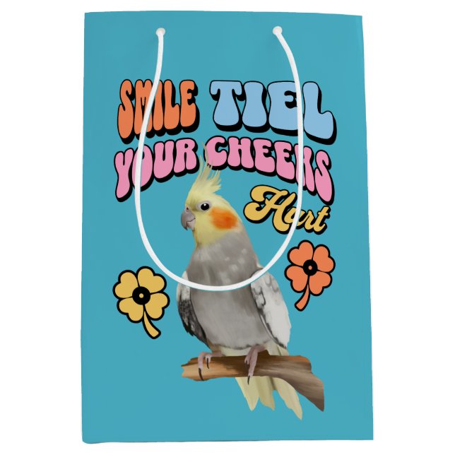 Cheerful Cockatiel Parrot  Medium Gift Bag (Front)