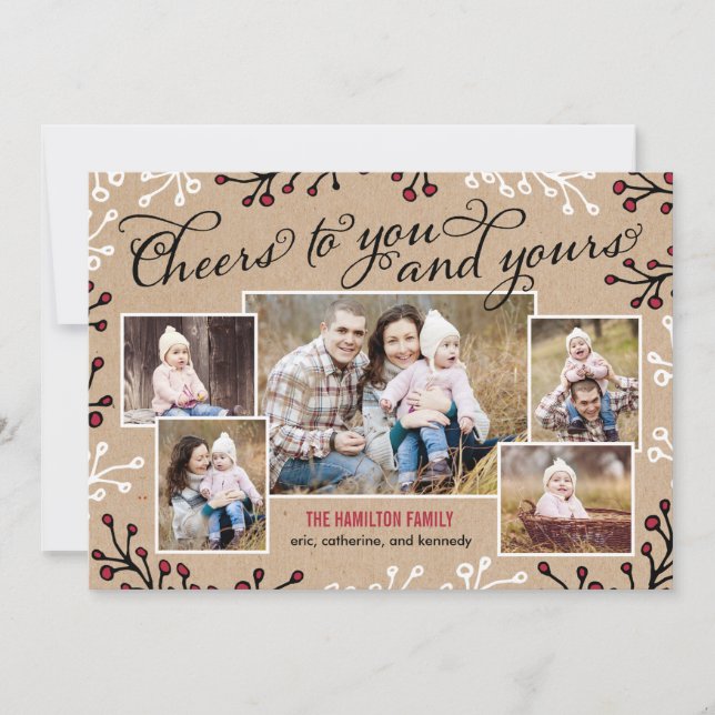 Cheerful Collage Holiday Photo Card (Front)