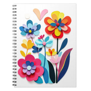 Cheerful Colorful Paper Cut Floral Abstract Notebook