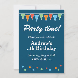 Cheerful coloured bunting flags Birthday party Invitation