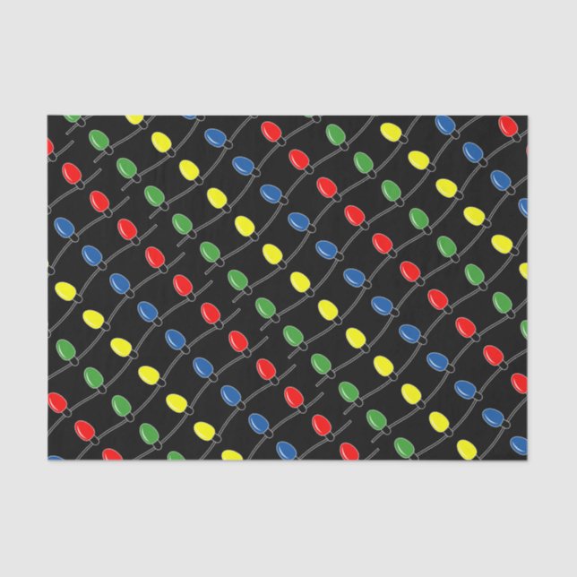 Cheerful coloured Christmas tree light bulbs Tissue Paper (Front)