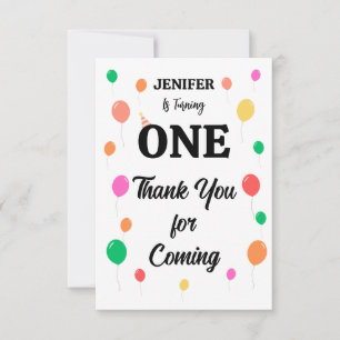 cheerful colourful balloon birthday thank you card