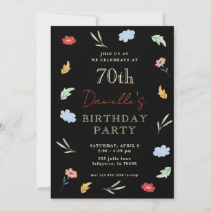 Cheerful Colourful Floral 70th Birthday Invitation