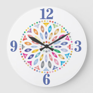 Cheerful Colourful Mandala Design Large Clock