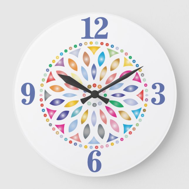 Cheerful Colourful Mandala Design Large Clock (Front)