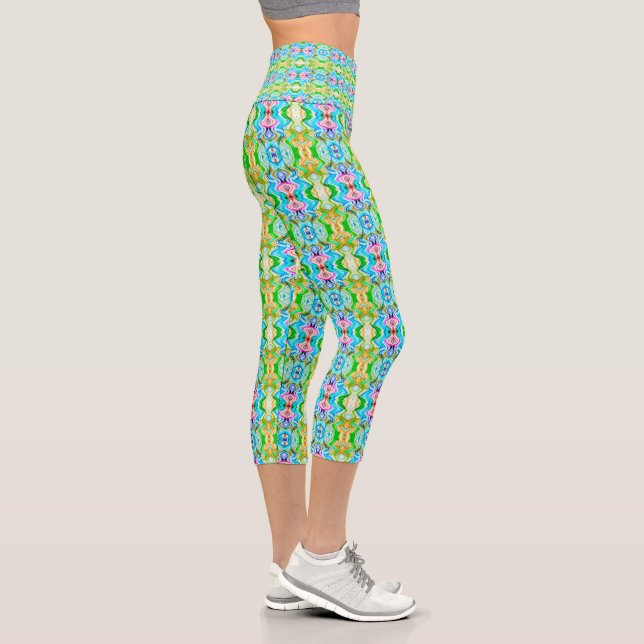 Cheerful Colourful Multi Colour Pattern Capri Leggings (Right)