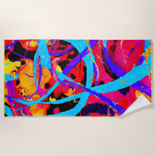Cheerful Colourful Pattern Play Beach Towel
