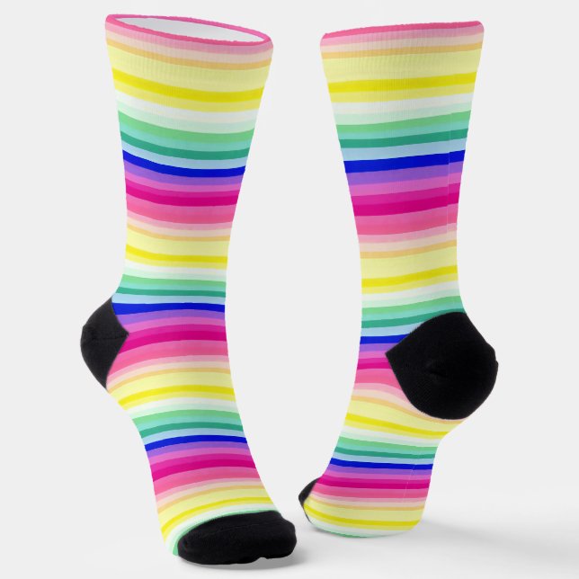 Cheerful Colours Stripe Pattern Socks (Angled)