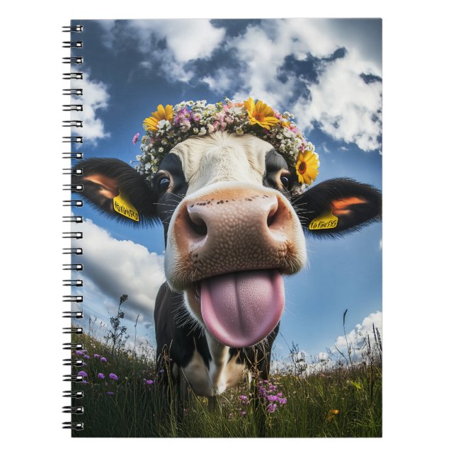 Cheerful Cow in Bloom Notebook (Front)