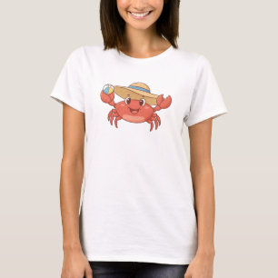 Cheerful Crab with Sunhat - Sunny Beach Cartoon De T-Shirt