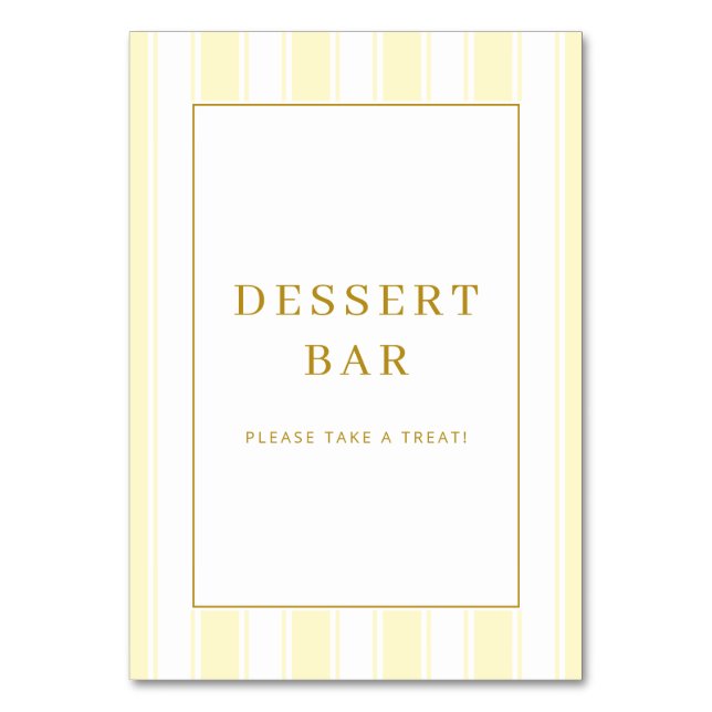 Cheerful Cream Dessert Bar Sign Table Number (Front)