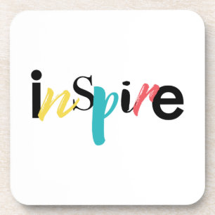 Cheerful, creative, modern typography of Inspire Coaster