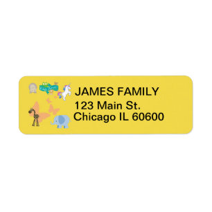 Cheerful Critter Baby Shower Address Art