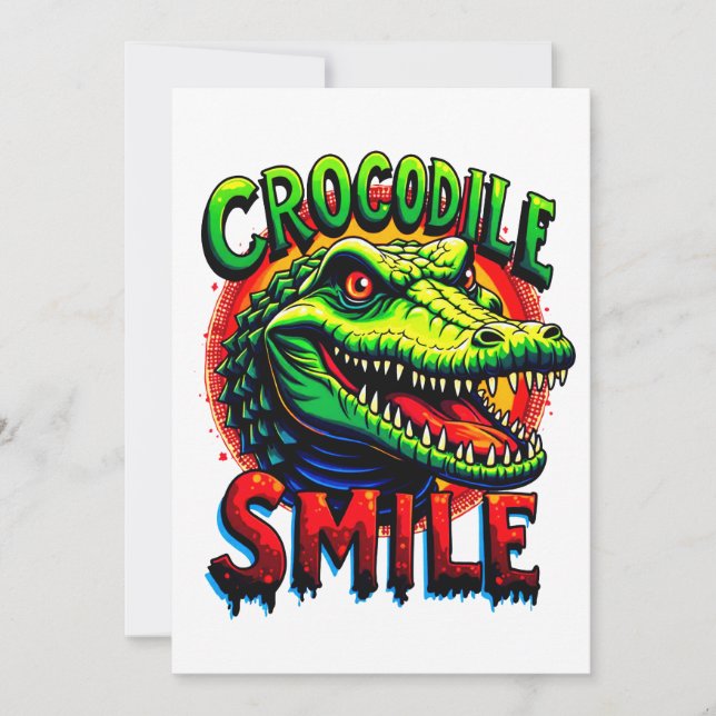 "Cheerful Crocodile Smile – Fun and Whimsical  Invitation (Front)