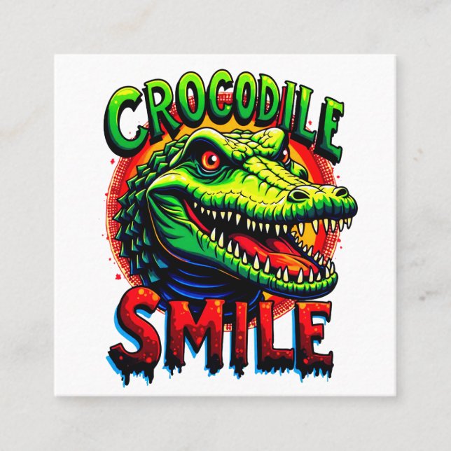"Cheerful Crocodile Smile – Fun and Whimsical  Square Business Card (Front)