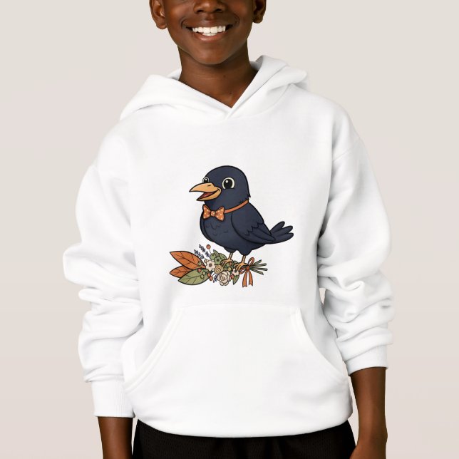 Cheerful Crow with Bow Tie & Fall Bouquet (Front)