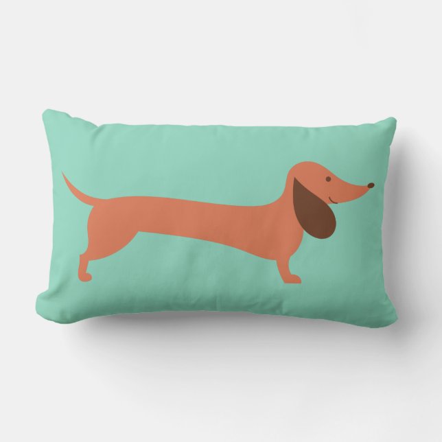 Cheerful Dachshund Lumbar Cushion (Front)