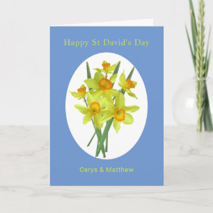 Cheerful Daffodils St David's Day Personalised Card