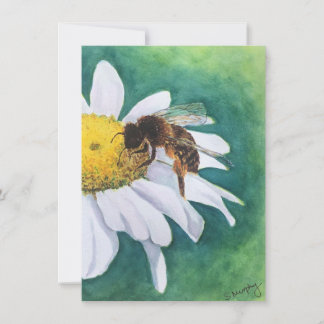 Cheerful daisy and bee blank card