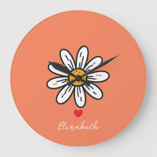 Cheerful Daisy Illustration – Playful Retro Large Clock