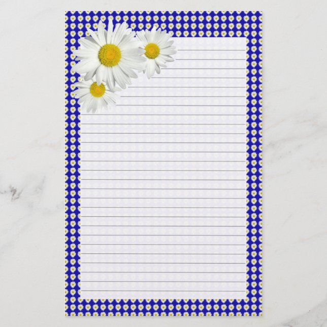 Cheerful Daisy Lined Personal Stationary (Back)