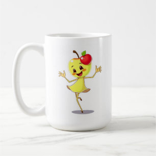 Cheerful Dancing Apple Cartoon Character Coffee Mug