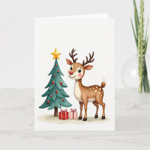 Cheerful Deer Christmas Card