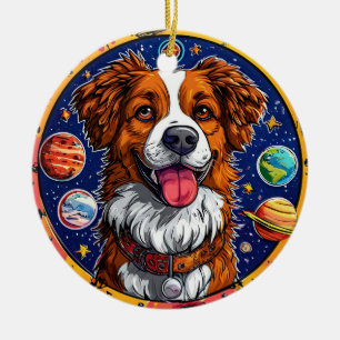 Cheerful dog ceramic tree decoration